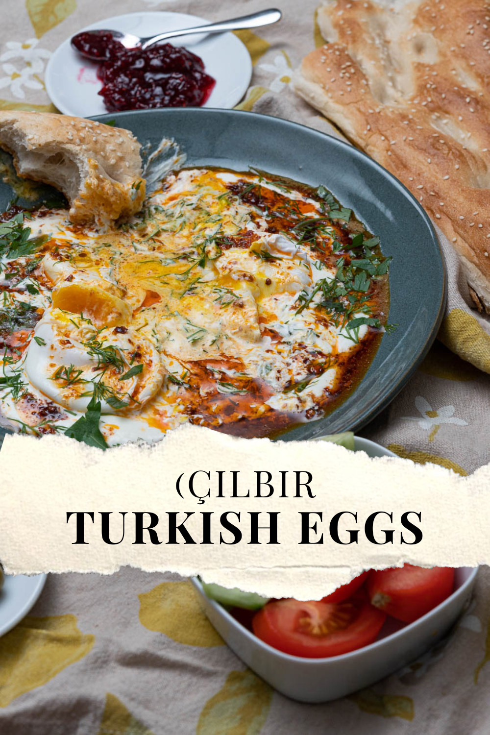 Turkish Eggs (Çılbır), poached eggs with a wow factor!