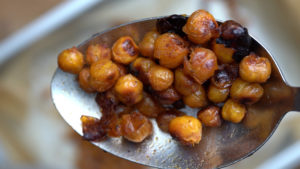close up of oven roasted chickpeas