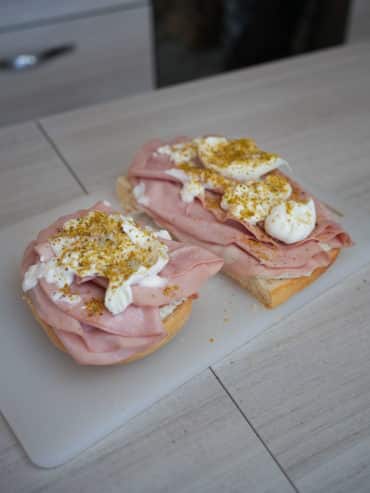 Italian Mortadella Pistachio Sandwich with Burrata