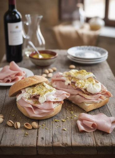 Mortadella Pistachio Sandwich Recipe made in Italy
