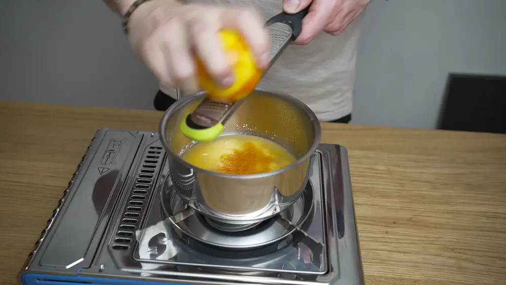 making homemade orange curd