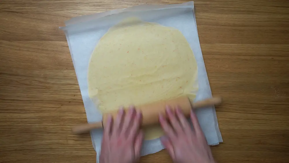 rolling out shortcrust pastry dough